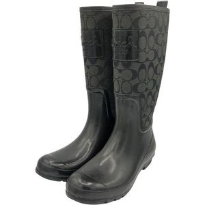 Coach Pearl Signature Jacquard Monogrammed Logo Tall Rain Boots
